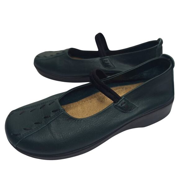 Arcopedico Shawna Mary Jane Comfort Shoe 37 6.5 Flat Forest Leather Slip On - Picture 1 of 10